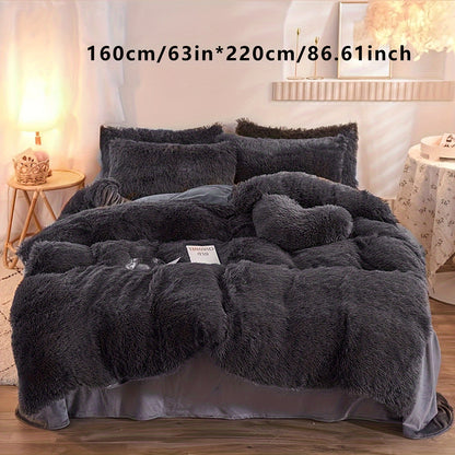 3-Piece Plush Velvet Duvet Cover Set - Soft, Comfortable, Warm, and Cozy Bedding for Autumn and Winter - Ideal for Bedroom and Guest Room, Without Core