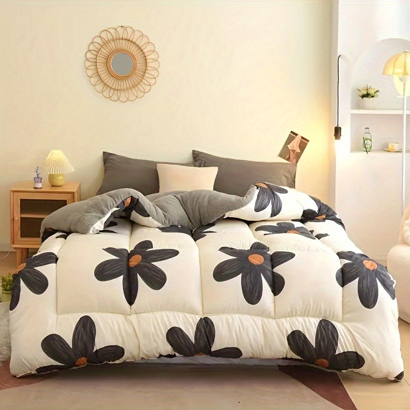 1pc Thickened Comforter Four Seasons Quilted Super Soft And Comfortable Warm, Machine Washable Dormitory Bedroom Warm Spring Autumn And Winter Printed Comforter