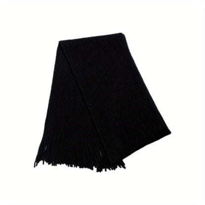 1pc Mid-length Men's Winter Tassel Warm Imitation Cashmere Scarf