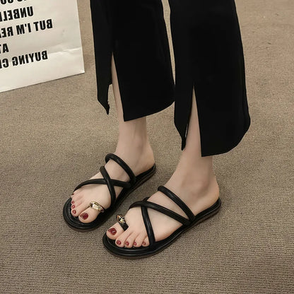Toe fitting sandals for women's outerwear  summer new style with flat bottomed sandals and soft bottomed sandals