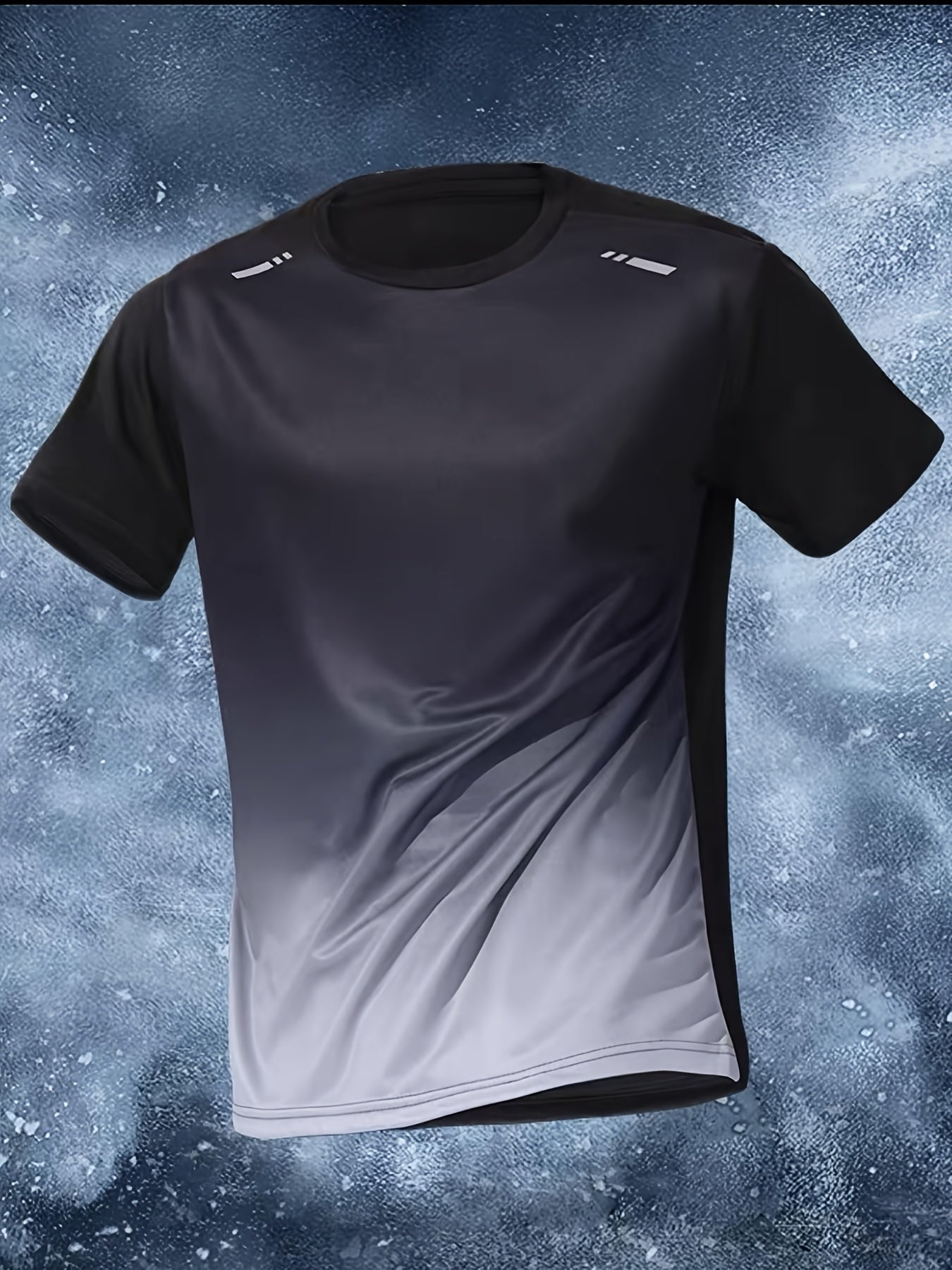 Gradient Color Mens T-shirt - Comfortable Crew Neck, Ultra-Soft Short Sleeves, Super Quick-Dry & Breathable - Perfect for Summer Gym, Fitness & Training