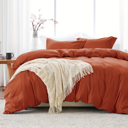 3-Piece Queen Size Ultra Soft Brushed Microfiber Duvet Cover Set - Breathable, Sanded, and Machine Washable - 1 Duvet Cover with Zipper Closure and 2 Pillow Shams, Comforter Not Included