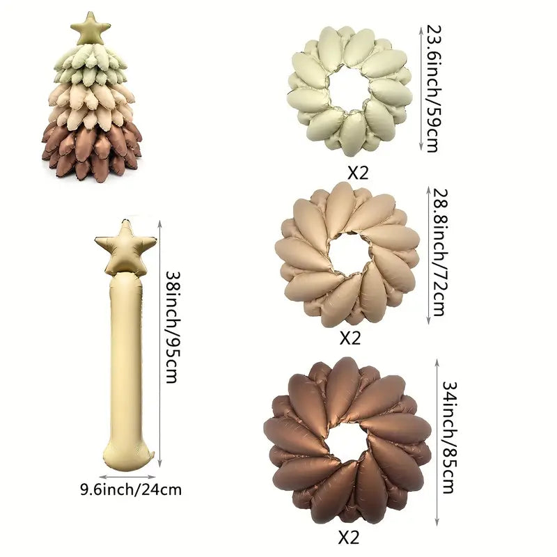 Aluminum Film Christmas Tree Balloon Set - Dual Style Festive Decoration, Suitable for Weddings, New Year Celebrations, Christmas Parties & Proms, for Ages 14+ (1 Set, No Electricity Required)