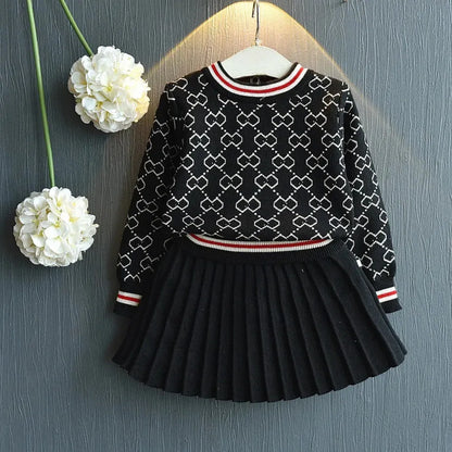 Girl's Dresses Dancewear  Girls Winter Clothes Set Long Sleeve Sweater Shirt and Skirt 2 Pcs Clothing Suit Spring Outfits for Kids 231012