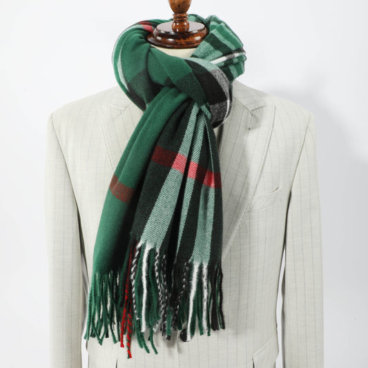 1pc Men's Casual Versatile Imitation Cashmere Striped Tassel Warm Scarf Shawl Daily Matching