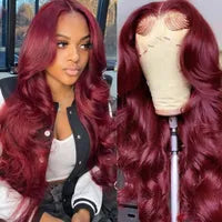 Ombre Ginger Orange Colored Lace Front Human Hair Wigs For Women Transparent Lace Body Wave Synthetic Wig Pre Plucked 180%