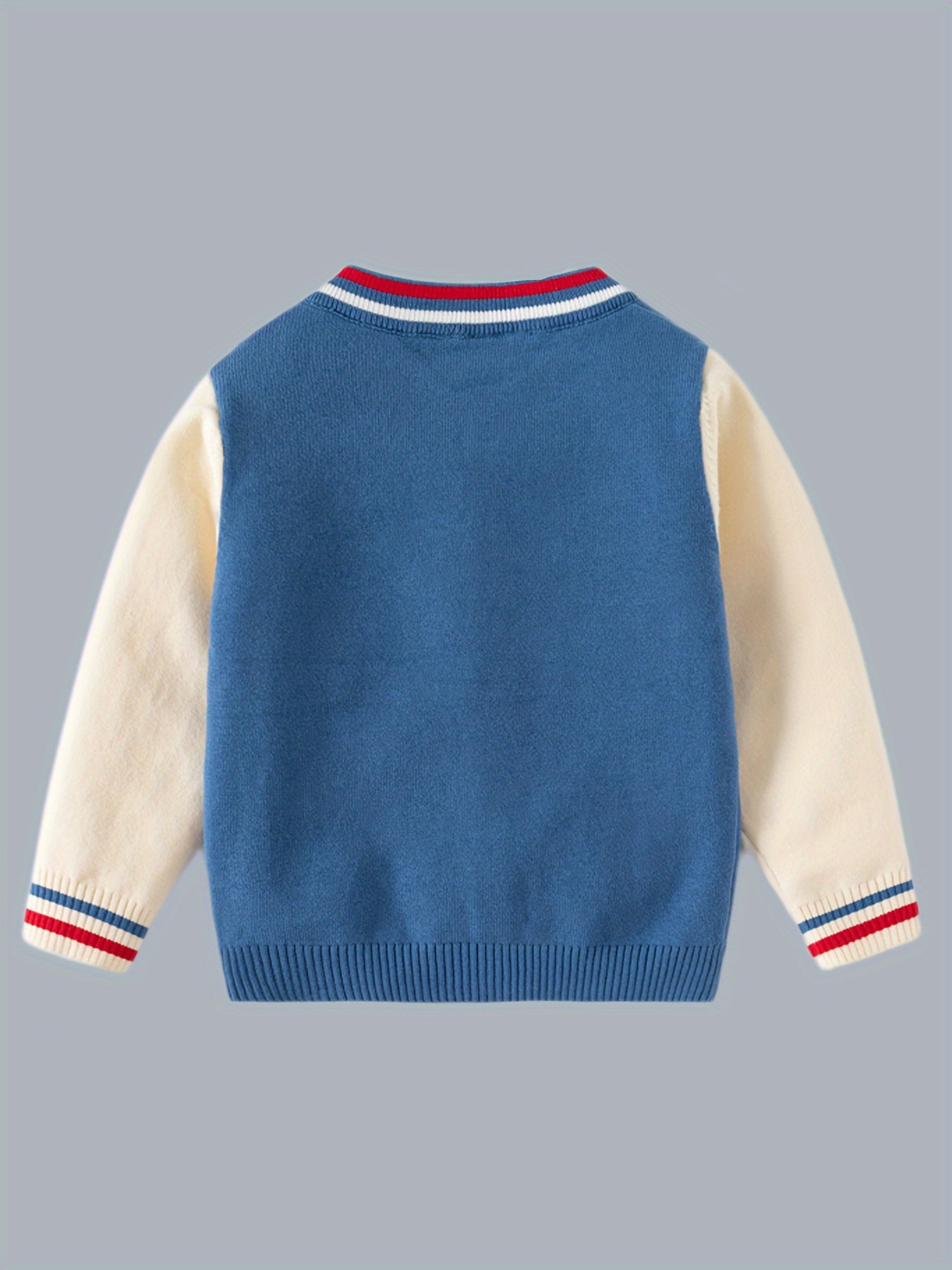 Boys And Girls Cotton Knit Cardigan, Casual Preppy Style Sweater With Cute Embroidery, Comfortable Knit Outerwear For Spring/Autumn