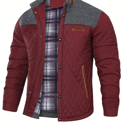 Men's Premium Quilted Winter Jacket - Warm, Lightweight, Casual Stand Collar Coat with Soft Filling, Water-Resistant Fabric, and Adjustable Hem for Comfortable Fit - Ideal for Outdoor Activities and Daily Wear