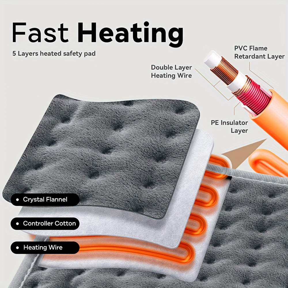 Extra Large Electric Heating Pad 16x30" - Comfort Relief for Back, Neck, Shoulders & More - 6 Heat Levels, 4 Timer Settings, Auto Shut-Off, Machine Washable, Moist/Dry Relax