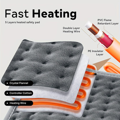 Extra Large Electric Heating Pad 16x30" - Comfort Relief for Back, Neck, Shoulders & More - 6 Heat Levels, 4 Timer Settings, Auto Shut-Off, Machine Washable, Moist/Dry Relax