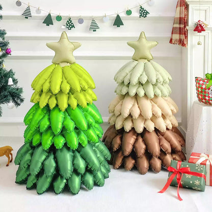 Aluminum Film Christmas Tree Balloon Set - Dual Style Festive Decoration, Suitable for Weddings, New Year Celebrations, Christmas Parties & Proms, for Ages 14+ (1 Set, No Electricity Required)