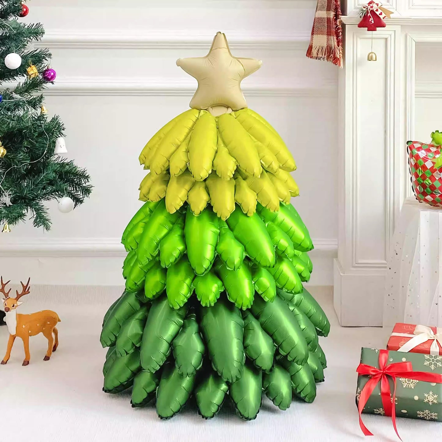 Aluminum Film Christmas Tree Balloon Set - Dual Style Festive Decoration, Suitable for Weddings, New Year Celebrations, Christmas Parties & Proms, for Ages 14+ (1 Set, No Electricity Required)