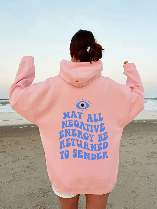 Stylish Big Eye Graphic Hoodie - Soft Casual Drawstring Sweatshirt with Kangaroo Pocket, Relaxed Fit, Comfortable Women's Clothing for Everyday Wear