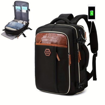 Luxury Travel Backpack -  Large Capacity, TSA-Approved, Waterproof, with Independent Shoe Grid and USB Charging Port - Perfect for Outdoor Adventures and Business Trips