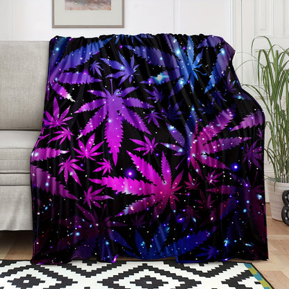 1pc Vibrant Leaf Print Blanket - Soft, Cozy, Travel-Friendly, and Versatile - Perfect for Couch, Bed, Sofa, Birthday Gift, and Outdoor Adventures