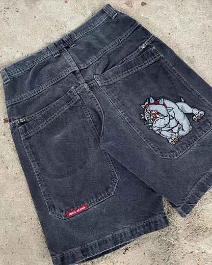 Men's Pants JNCO Shorts Y2K Hip Hop Pocket Baggy Denim Gym Men Women  Summer Haruku Gothic Basketball Streetwear