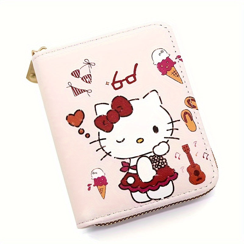 Adorable Hello Kitty PU Leather Coin Purse Wallet - Secure Zipper & Card Organizer - Stylish Key Holder for Effortless Everyday Style