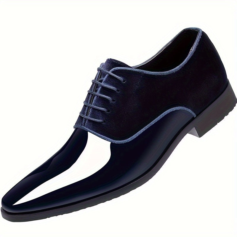 Elegant Men's Square-Toe Oxford Shoes: Lace-Up, Sleek PU Perfect for Office & Formal Wear – Comfort & Style Combined