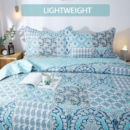 Trendy Quilt Set, Light Floral Pattern All Season Lightweight Bedspread Coverlet Sets - Hypoallergenic and Breathable for Home Bedding, Guest Room, Bed Room, RV, Camper, Cabin and College Dorm