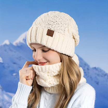 Winter Knit Hat Set - Soft Thermal Insulation Earflap Design for Cold and Warm Weather - Womens Cozy Ear Protector for Winter Days