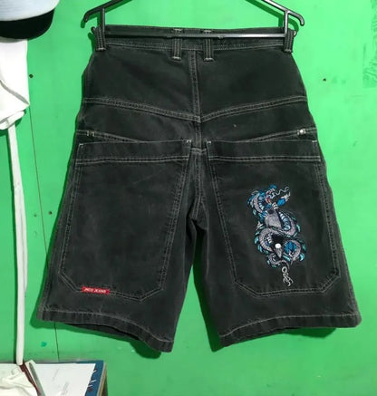 Men's Pants JNCO Shorts Y2K Hip Hop Pocket Baggy Denim Gym Men Women  Summer Haruku Gothic Basketball Streetwear