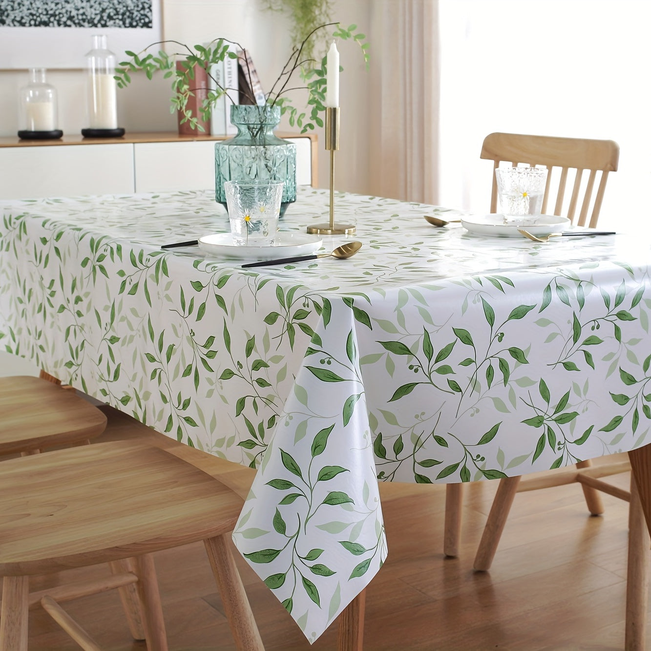 1pc Waterproof and Oil-proof Leaf PVC Tablecloth for Living Room Coffee Table - Dust-proof Decorative Cloth for Tabletop Protection and Home Decor