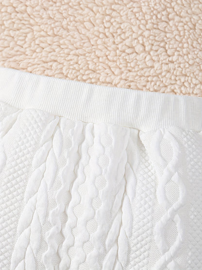 2pcs Baby's MERRY CHRISTMAS Reindeer Embroidery Fuzzy Splicing Hoodie & Casual Jacquard Pants, Toddler & Infant Boy's Clothing Set, Outdoor Cloth