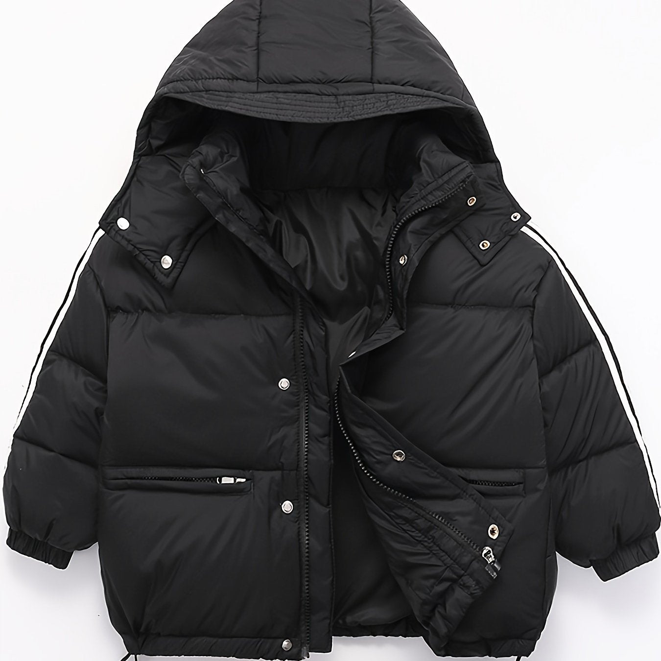 Boys' Deluxe Down Jacket Snow Suits - Soft, Warm, Zip-Up Hooded Winter Overcoat with Spacious Pockets, Reflective Strips for Enhanced Visibility, Perfect for Outdoor Play, Cold Weather Activities, and School Days