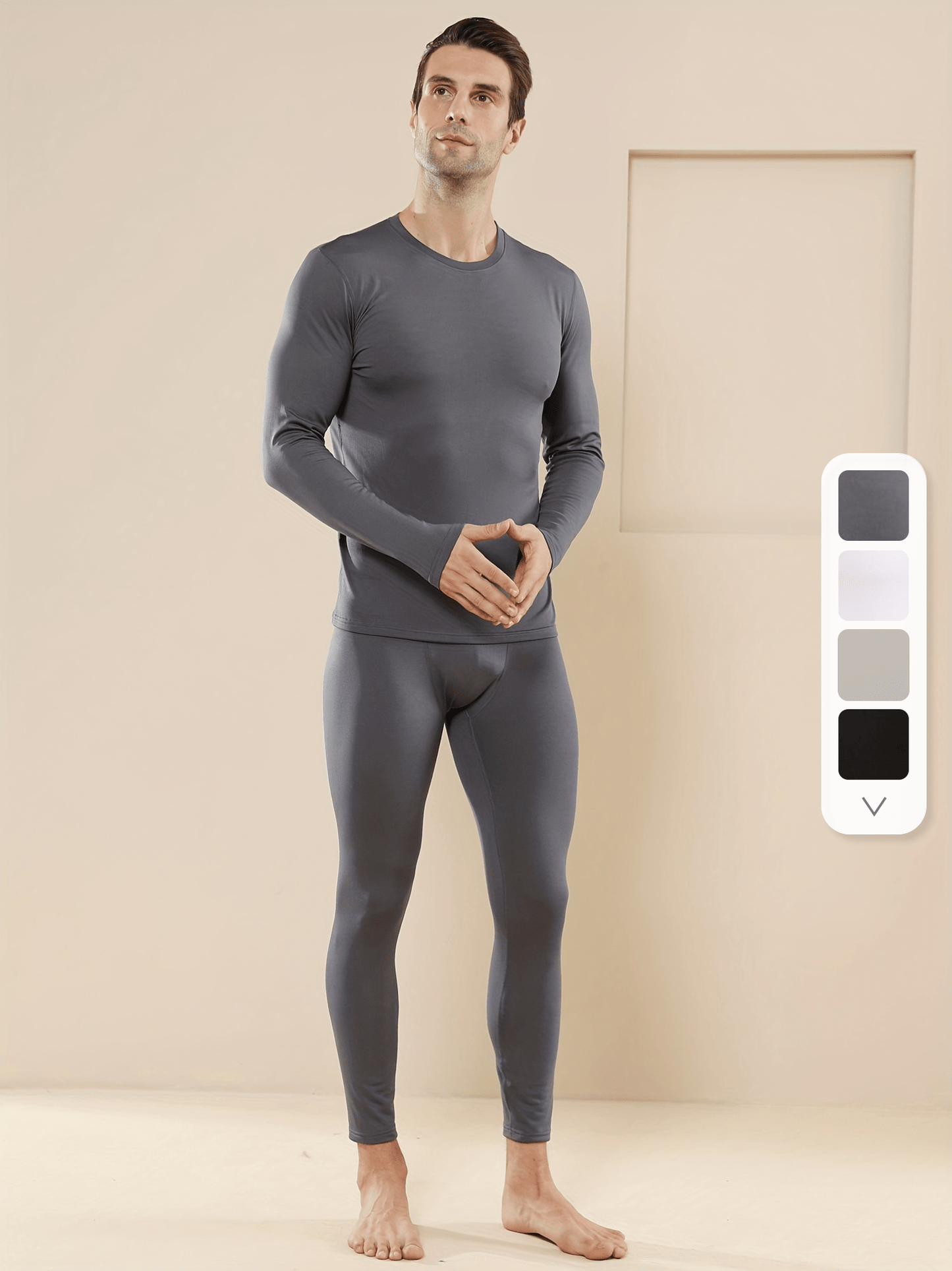 Men's Slim Fit Fleece Thermal Underwear Set: Warm, Stretchy & Durable – Ultimate Comfort for Winter Sports and Casual Weekend