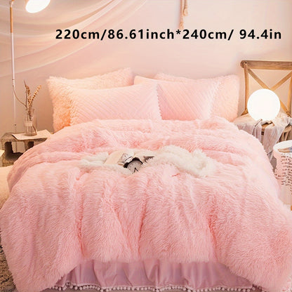 3-Piece Plush Velvet Duvet Cover Set - Soft, Comfortable, Warm, and Cozy Bedding for Autumn and Winter - Ideal for Bedroom and Guest Room, Without Core