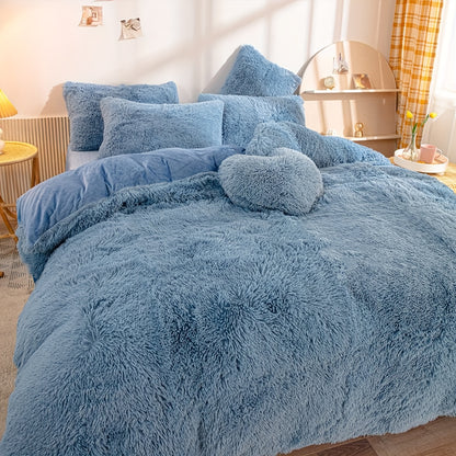 3-Piece Plush Velvet Duvet Cover Set - Soft, Comfortable, Warm, and Cozy Bedding for Autumn and Winter - Ideal for Bedroom and Guest Room, Without Core