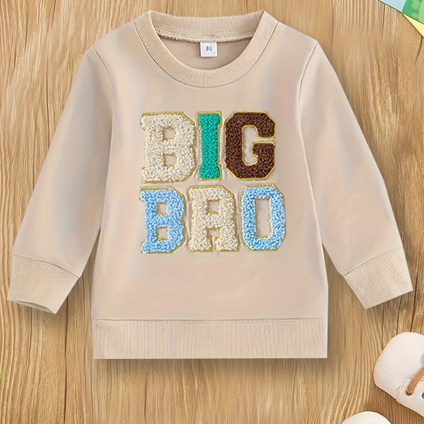 Stylish BIG BRO Letter Patched Sweatshirt for Boys - Fashion Sweatshirts with Cool, Lightweight, Comfy Design for Spring, Fall, Winter - Perfect Casual Wear for School, Outdoor Activities