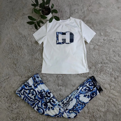 Designer Pleated Two Piece Dress Women Casual Short Sleeve T-shirt and Long Skirt Sets Free Ship