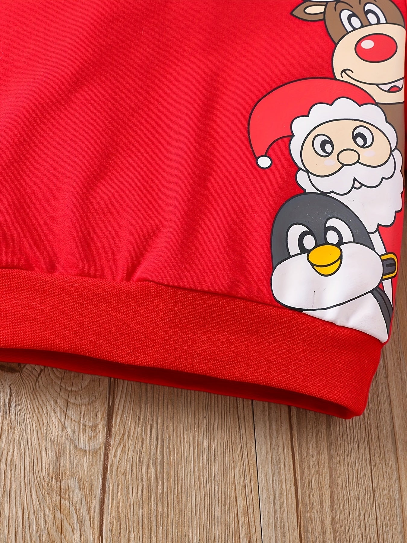 Toddler Baby Boys Cute Christmas Elk Santa Penguin Cartoon Print Sweatshirt Top Pants Outdoor Set, Kid's Party Casual Clothes