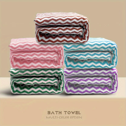 1pc Striped Luxury Bath Towel - Highly Absorbent, Rapidly Drying, Luxuriously Soft & Ultra-Gentle - Perfect for Home Use, Premium Bathroom Essential