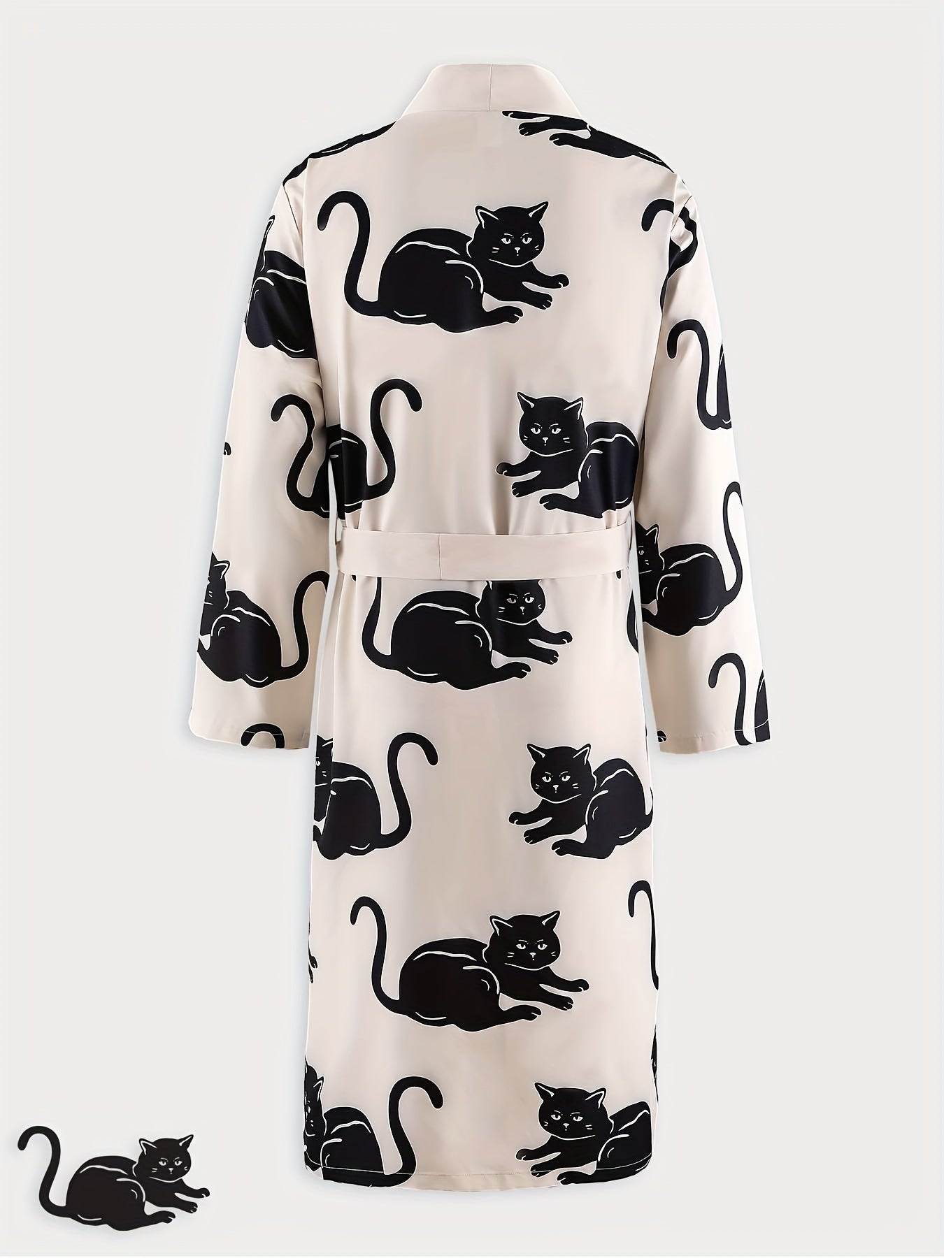 Cozy Feline Friend Robe for Men - Soft Comfy One-Piece Loungewear with Lace Up Closure - Relaxing Home Pajamas for a Peaceful Night's Sleep