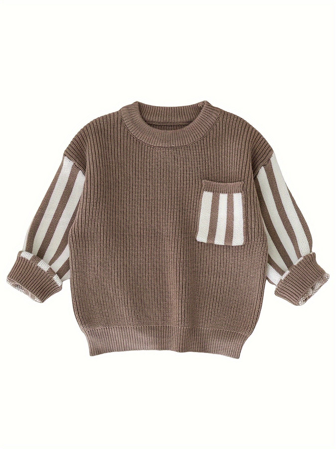 Cozy Striped Knitted Sweater - Soft and Snug, Warmth for Cold Winter Days, Classic Knitted Design, Eye-Catching Striped Pattern - Unisex Design for Baby Boys and Girls Alike, Perfect for Toddlers Daily Wear