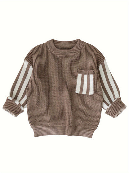 Cozy Striped Knitted Sweater - Soft and Snug, Warmth for Cold Winter Days, Classic Knitted Design, Eye-Catching Striped Pattern - Unisex Design for Baby Boys and Girls Alike, Perfect for Toddlers Daily Wear