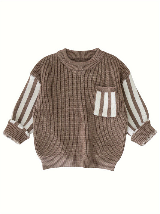 Cozy Striped Knitted Sweater - Soft and Snug, Warmth for Cold Winter Days, Classic Knitted Design, Eye-Catching Striped Pattern - Unisex Design for Baby Boys and Girls Alike, Perfect for Toddlers Daily Wear