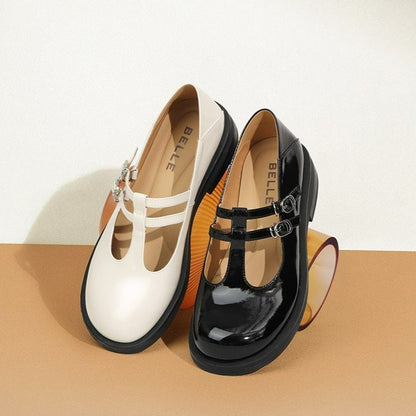 flowersverse - Women Cutout Leather Retro Mary Janes