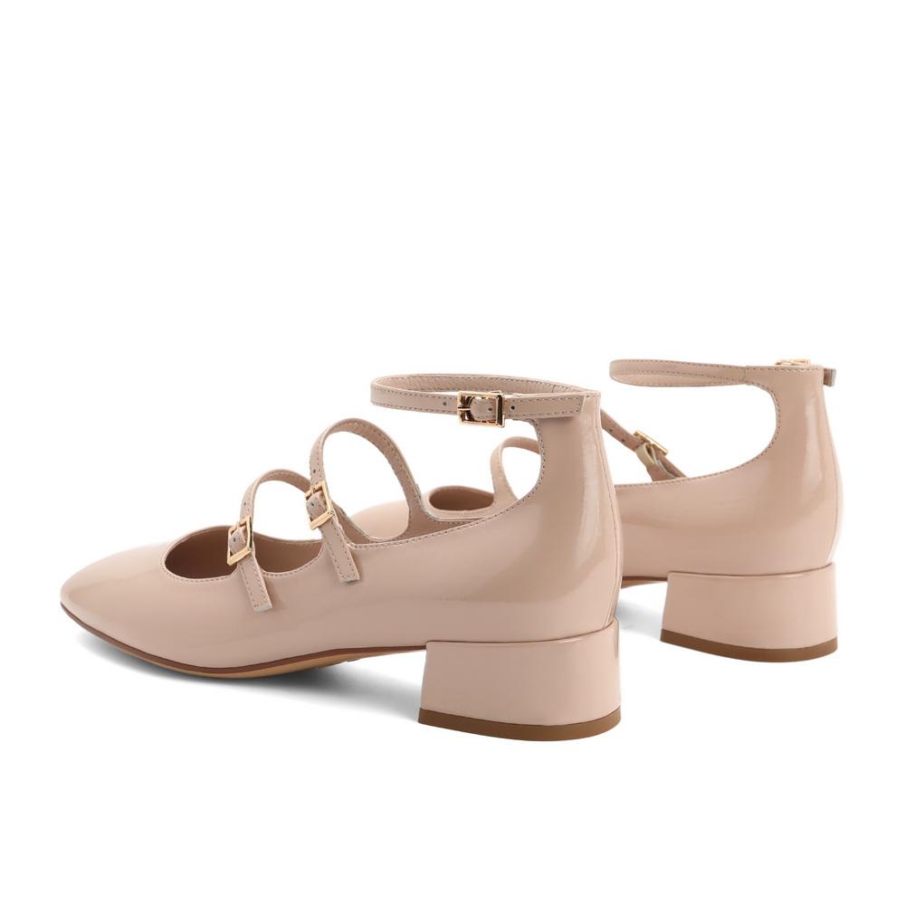 flowersverse - Women Elegant Solid Color Leather Ornament Mary Janes