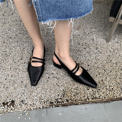 flowersverse - Women Double Buckle Slingback Mary Jane