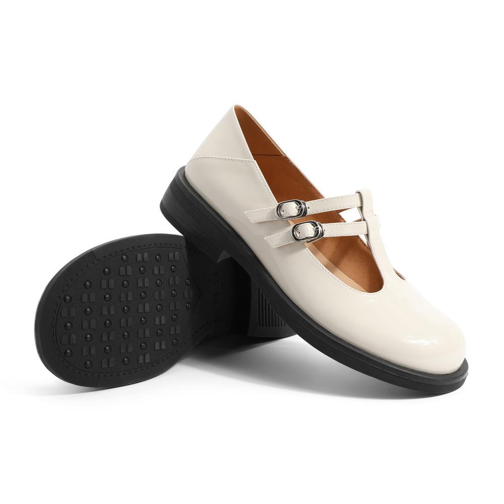 flowersverse - Women Cutout Leather Retro Mary Janes