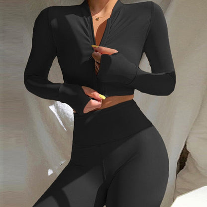 Winter Women 2 Two Piece Set Long Sleeve Crop Tops Tshirt Leggings Pants Set Bodycon Sport Fitness Tracksuit