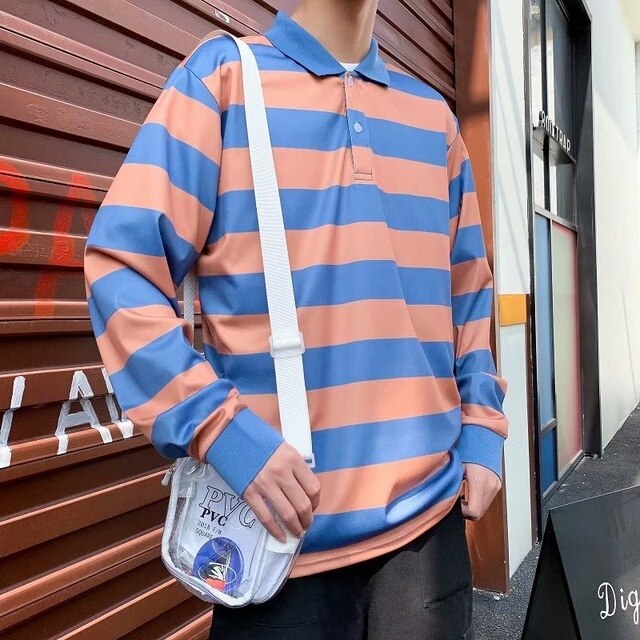 flowersverse Men Polo Shirt Men's Casual Cotton Male Oversized Top Tees Autumn Long Sleeve Turn-down Collar Loose Polo Shirts