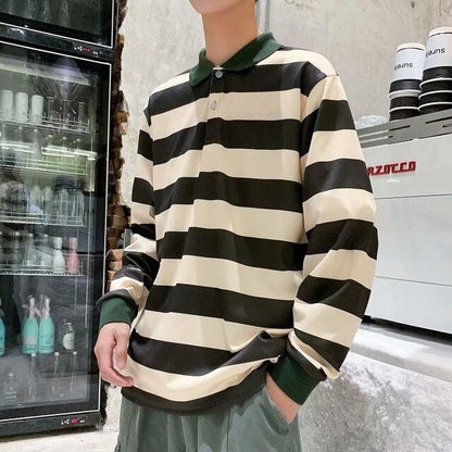 flowersverse Men Polo Shirt Men's Casual Cotton Male Oversized Top Tees Autumn Long Sleeve Turn-down Collar Loose Polo Shirts