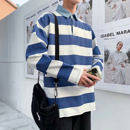 flowersverse Men Polo Shirt Men's Casual Cotton Male Oversized Top Tees Autumn Long Sleeve Turn-down Collar Loose Polo Shirts