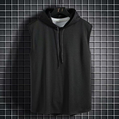 Summer Mens Muscle Hoodie Vest Sleeveless Bodybuilding Gym Workout Fitness Shirt High Quality Vest Hip Hop Sweatshirt Men's Tops