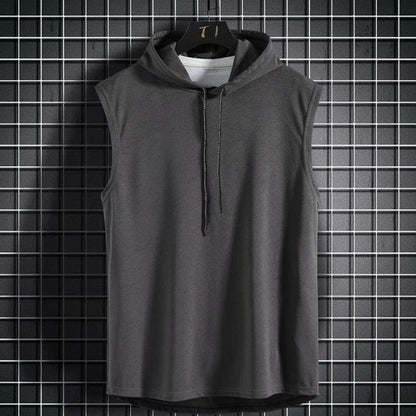 Summer Mens Muscle Hoodie Vest Sleeveless Bodybuilding Gym Workout Fitness Shirt High Quality Vest Hip Hop Sweatshirt Men's Tops