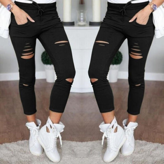 New Ripped Jeans For Women Women New Ripped Trousers Stretch Pencil Pants Leggings Women Jean Casual Slim Ladies Jeans